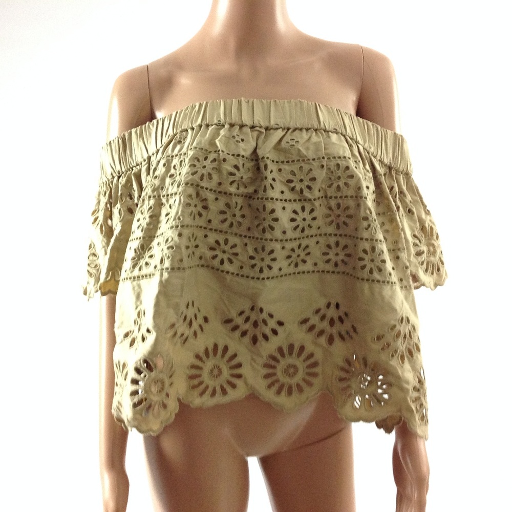 Sea Newyork Women's Off The Shoulder Top Tan 6